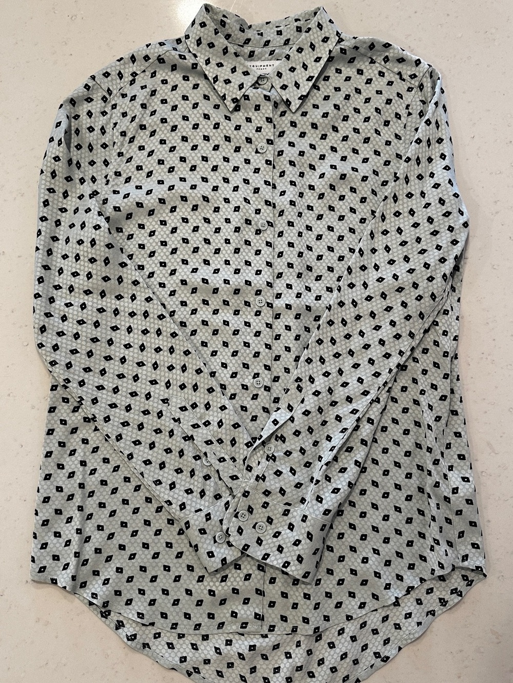 Equipment Blue and Black Button Down Blouse Size 6
